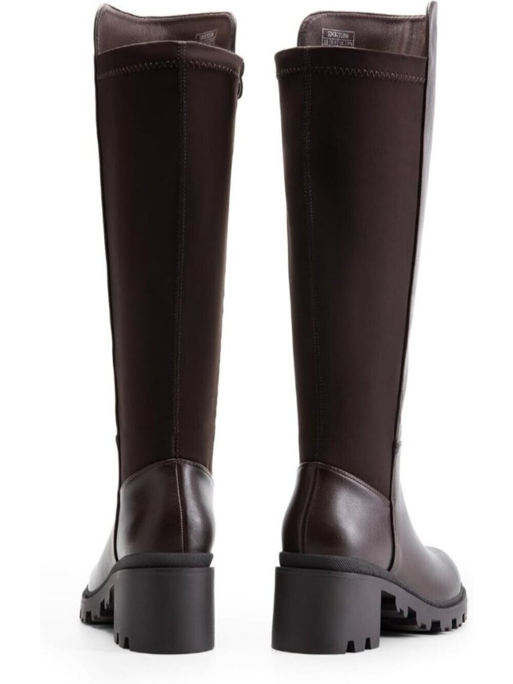 DREAM PAIRS Women's Brown-pu Knee High Platform Chunky Boots Round Toe Side Zip - Picture 4 of 6
